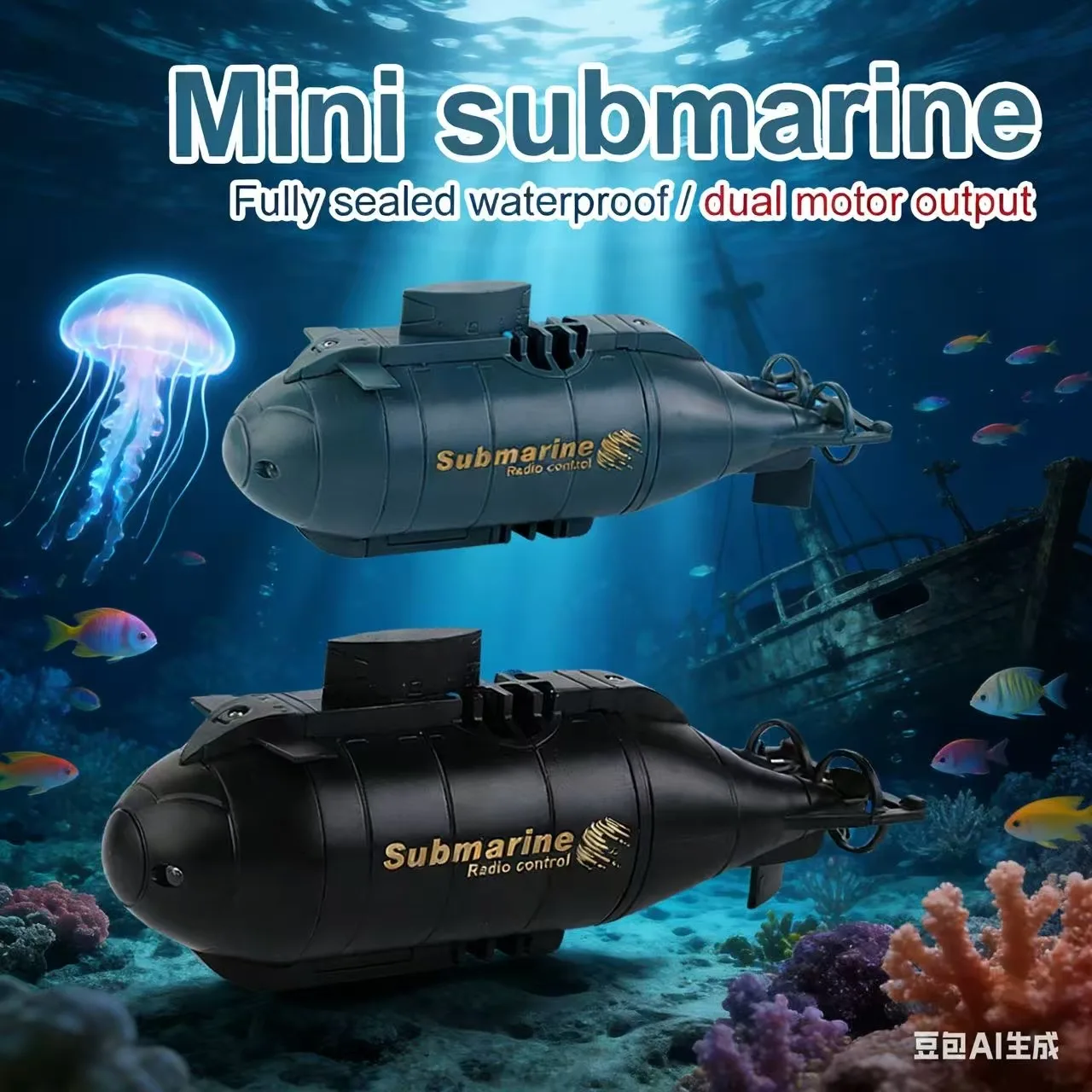 2025 Children Birthday Gift Speedboat Submarine Boat Simulation Mini Ship Electric Diving Model Remote Control Waterproof Toy