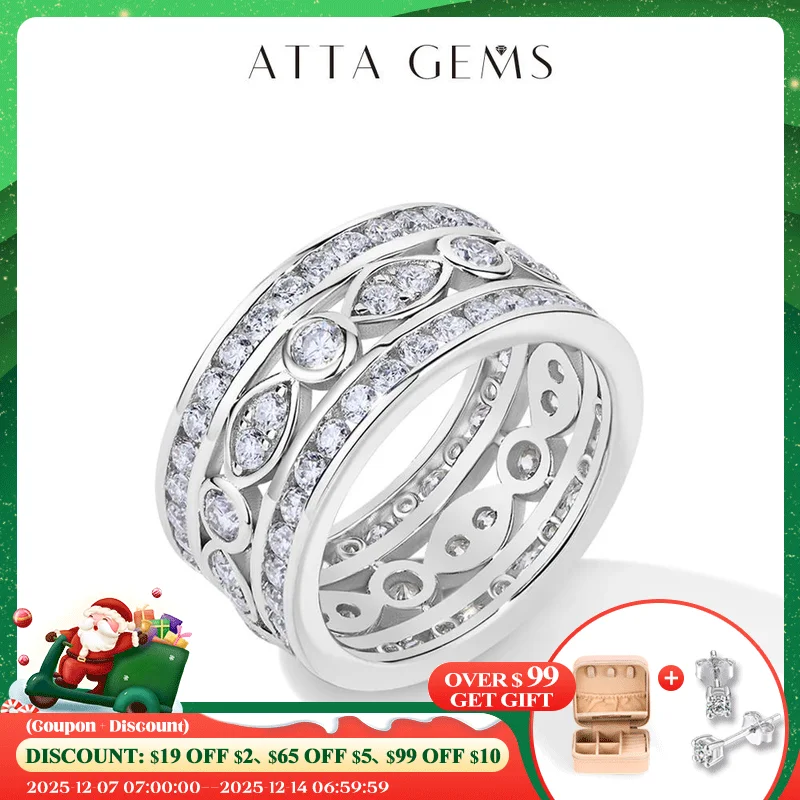 Attagems-女性用の豪華なモアッサナイトリング,dカラー,vvs1ラボダイヤモンドバンド,s925シルバー,婚約,ウェディングジュエリー,パーティーギフト