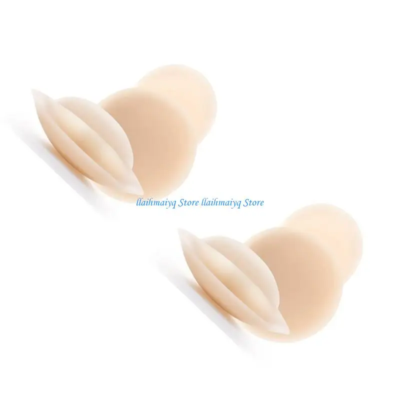 573B 2 Pairs Women Silicone Nipple Covers with Pull Tab Reusable Adhesive Invisible Lifting Push Up Strapless Bra Breast Pads