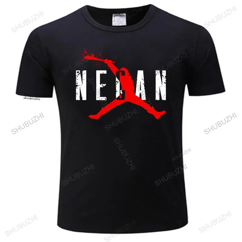 تي شيرت قطني بأكمام قصيرة للرجال ، ملابس فريق مخصصة ، طباعة ، الموتى السائرون ، تي شيرت صيفي للصبي ، Negan Lucille #1