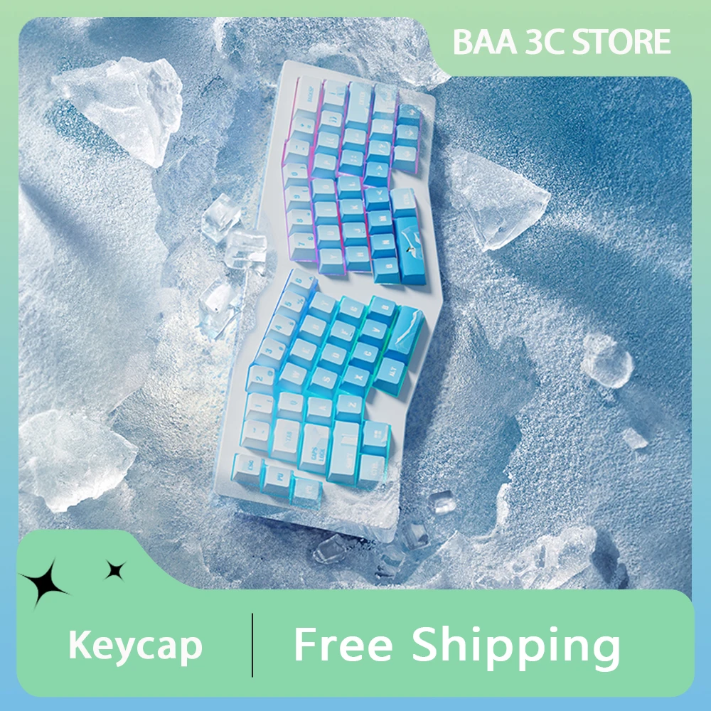 

PIIFOX PBT Keycaps OEM Profile 135Keys Ice Age Seeking Glacier Heat Sublimation Keycaps Hand Painted Translucent Key Caps