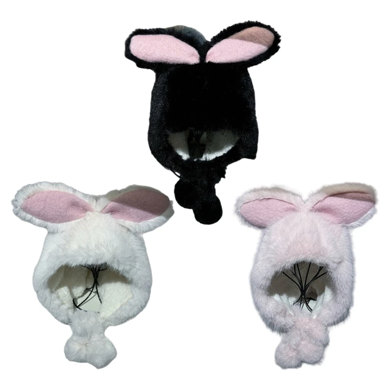 Soft Plush Bunnies Ear Hat Unique Women Men Hat Winter Wear Daily Use Hat for Photoshoots and Festives Occasion