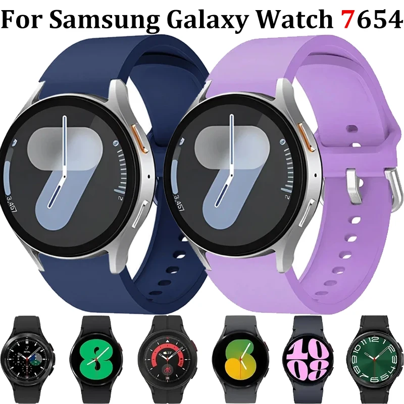 Original Silikonarmband für Samsung Galaxy Watch 7/6/5/4 44/40 mm Sport Bequemes Armband Galaxy Watch 6 Classic 47 mm Correa