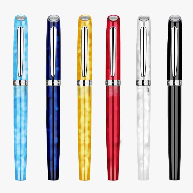 new-french-new-semiramis-fountain-pen-century-iridium-gold-f-05-nib-blue-acrylic-pen-ink-pen-student-writing-office-stationery