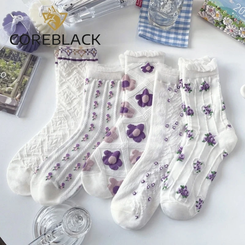 

2024 New Trend Retro Mid Tube Girl's Summer Socks Cotton Sweat-absorbing Anti Odor Women's Socks Lace Designer Socks