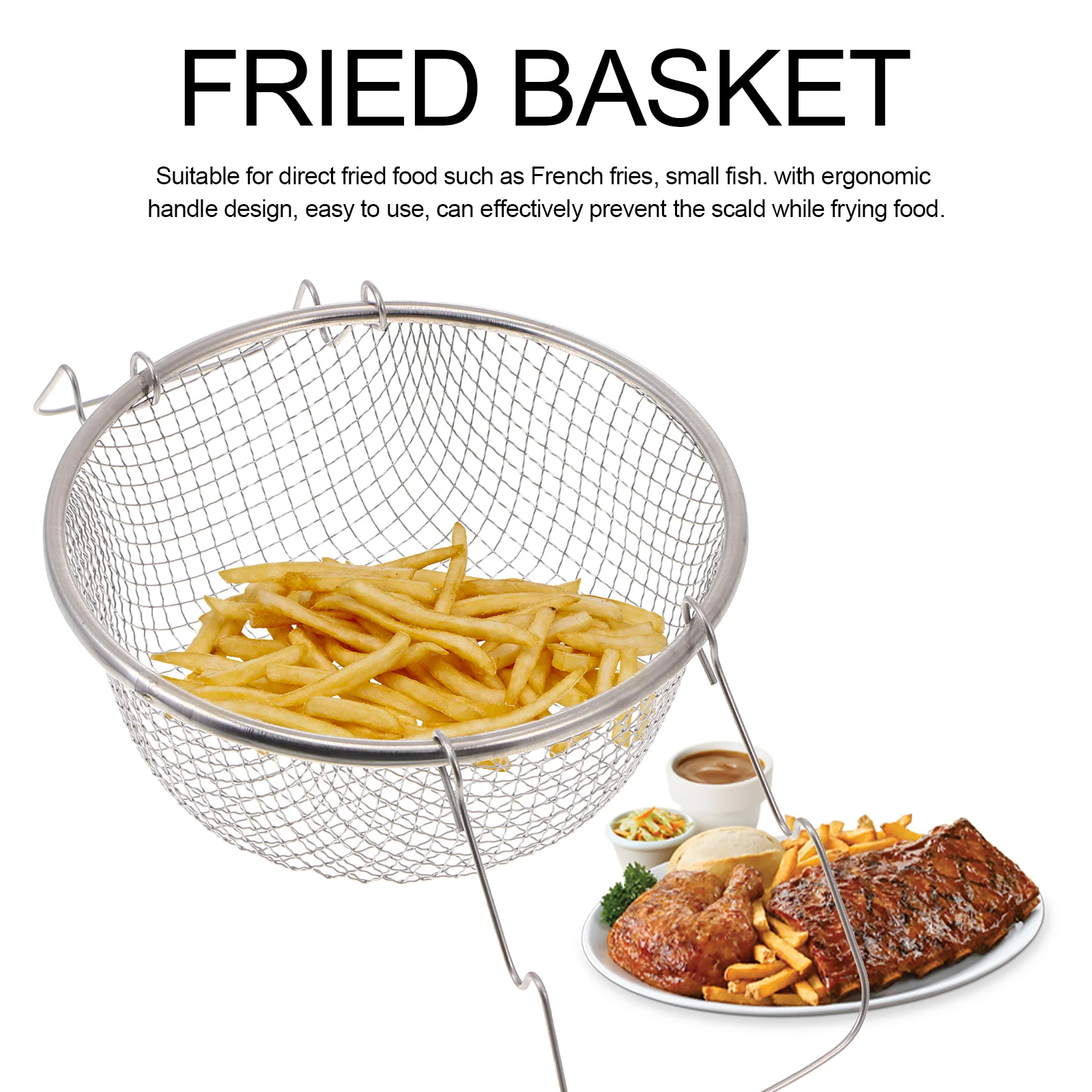 Basket Fry Frying Fryer French Strainer Baskets Deep Chip Cooking Fried Holder Skimmer Fries Turkey Serving Metal Kitchen Potato