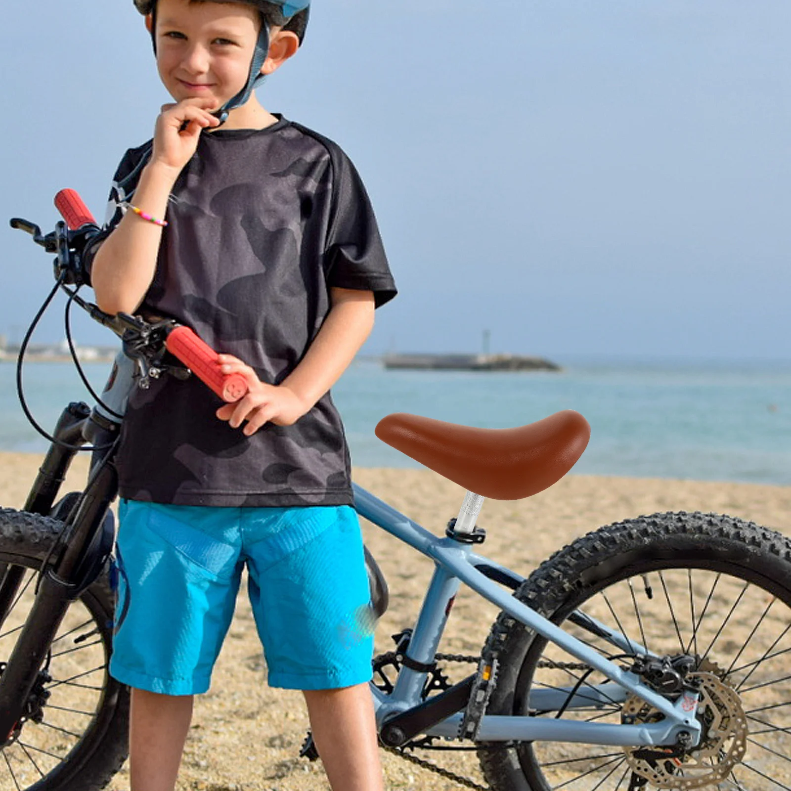 Bike Seat Light Brown Thickened Soft Cushion Comfortable Replacement Saddle for Balance Bikes Bicycles