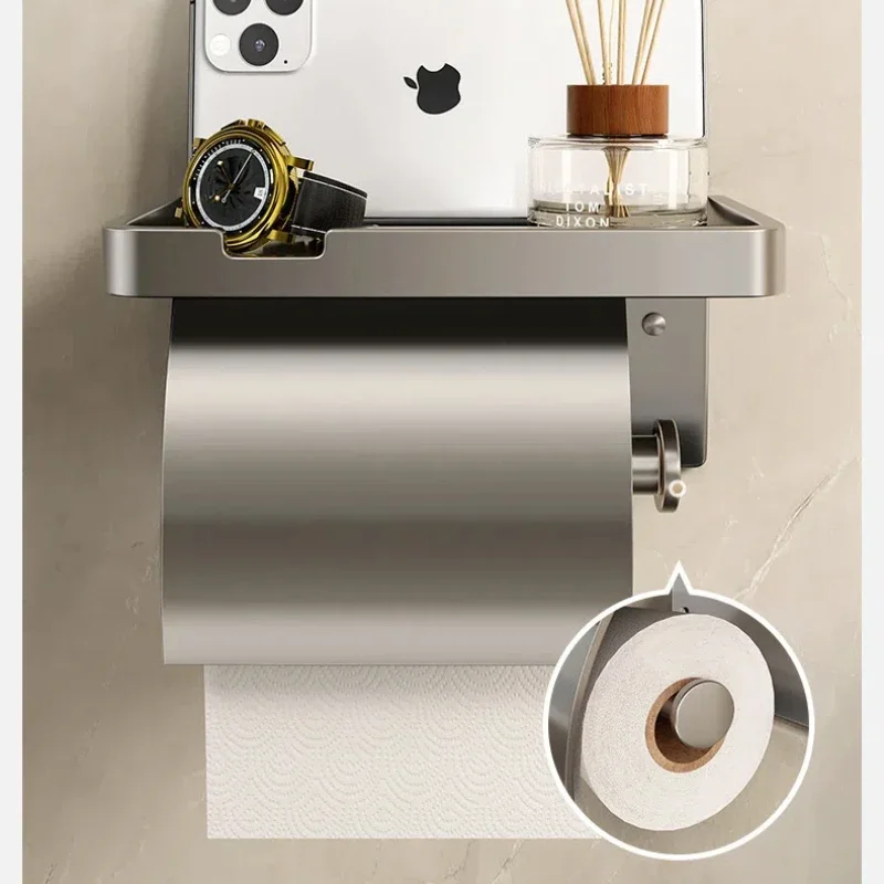 صندوق مناديل تواليت، حامل مناديل تواليت مثبت على الحائط، صندوق ورق تواليت غير مثقوب مقاوم للماء، رف حامل ورق تواليت