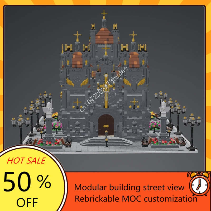 Décennie s de construction modulaires MOC, cathédrale médiévale, église historique, modèle de vue sur la rue créative, assemblage de bricolage, cadeaux de jouets, plus de 11000 pièces