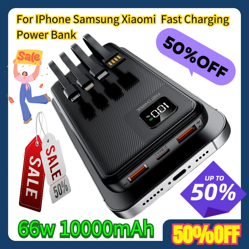 

For IPhone Samsung Xiaomi 10000 MAh Fast Charging Power Bank Large Capacity Portable External Battery Chargers PowerBank