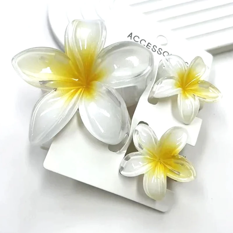 

3Pcs Sweet Flower Headwear Colroful Gradient Hair Claws Ponytail Cip Clamp Barrettes Hairpins for Women Girl Kids Hair Beach