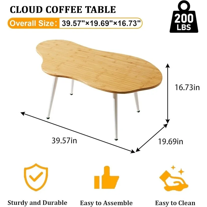 طاولات المقهى الحديثة ذات التصميم السحابي مع سطح من الخيزران وأرجل من الفولاذ المقاوم للصدأ لغرفة المعيشة أو الاستخدام المكتبي #4