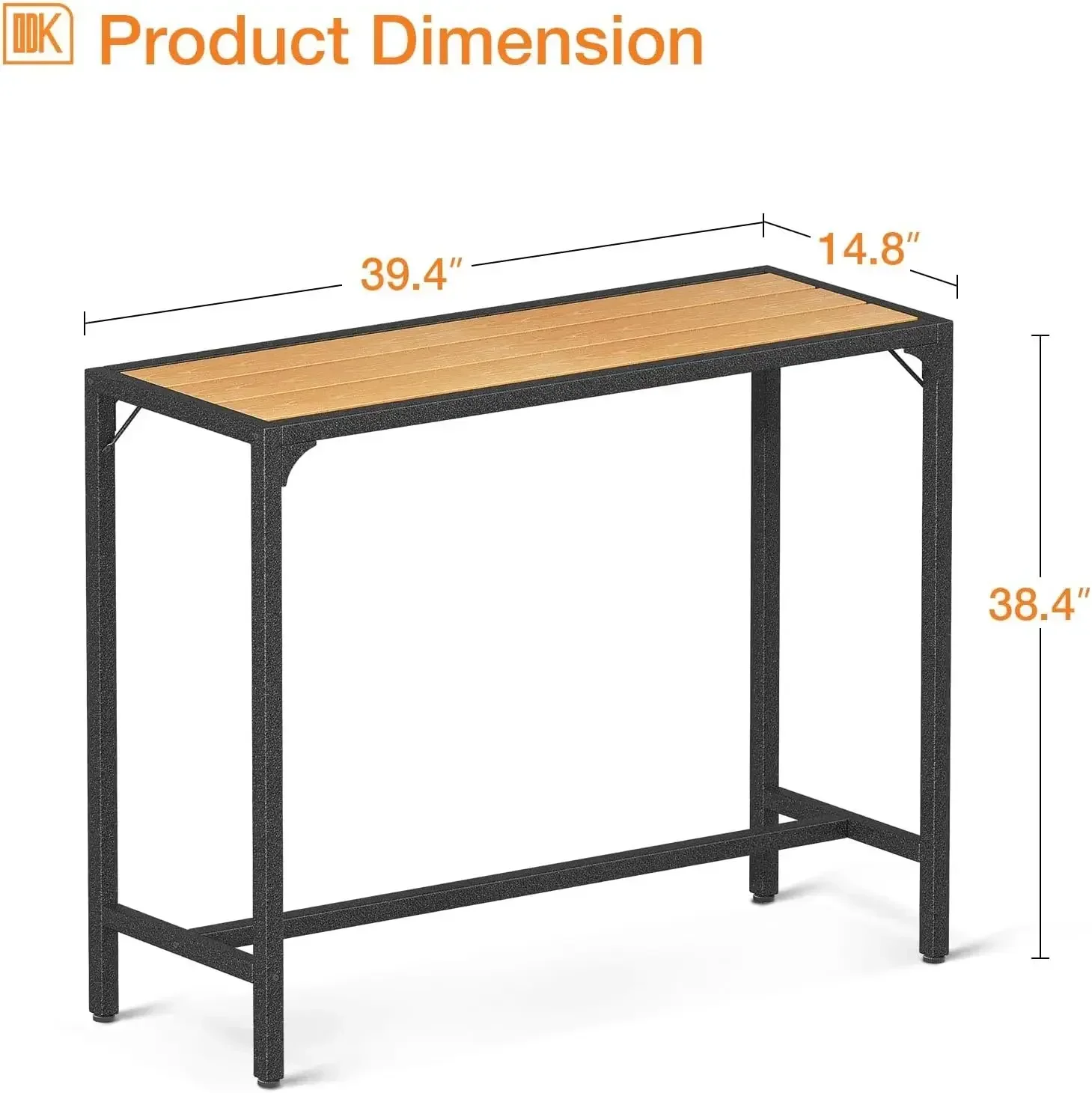 39 Inch Outdoor Bar Table, Hot Tub Table, Patio Counter Bar Height Table with Weather Resistant Waterproof Top for Garden, Yard