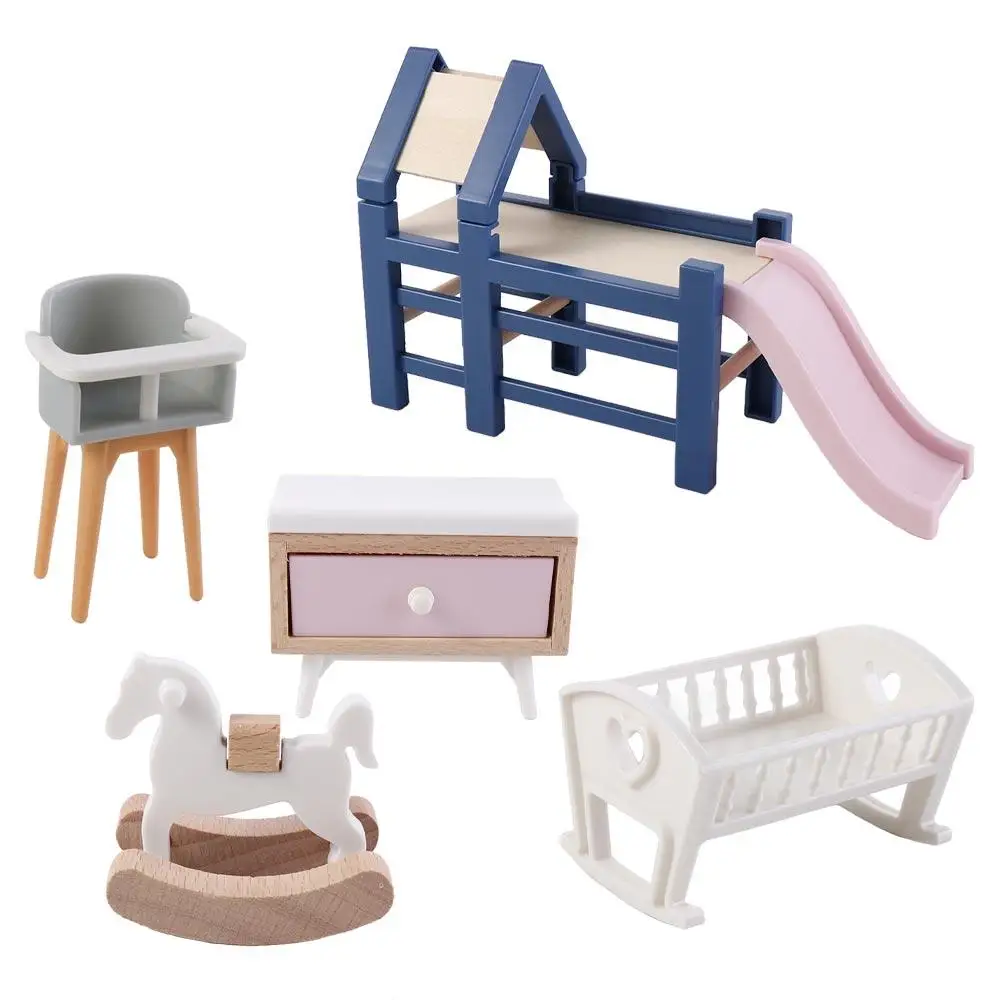 1:12 Dollhouse Wooden horse Simulation Trojan Horse Simulation Dining Chair Model Miniature Dollhouse Dollhouse Furniture Girl view 2