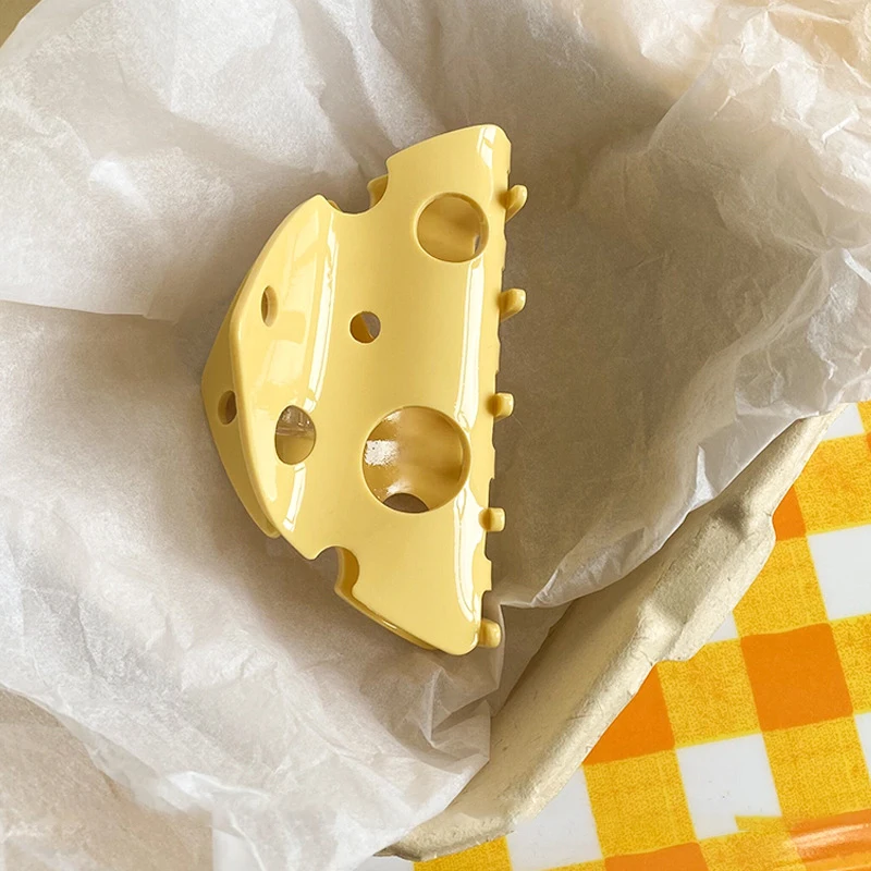 1 pçs garras de cabelo feminino queijo bonito kawaii moda na moda grampos de cabelo personalizado criativo engraçado acessórios para o cabelo menina