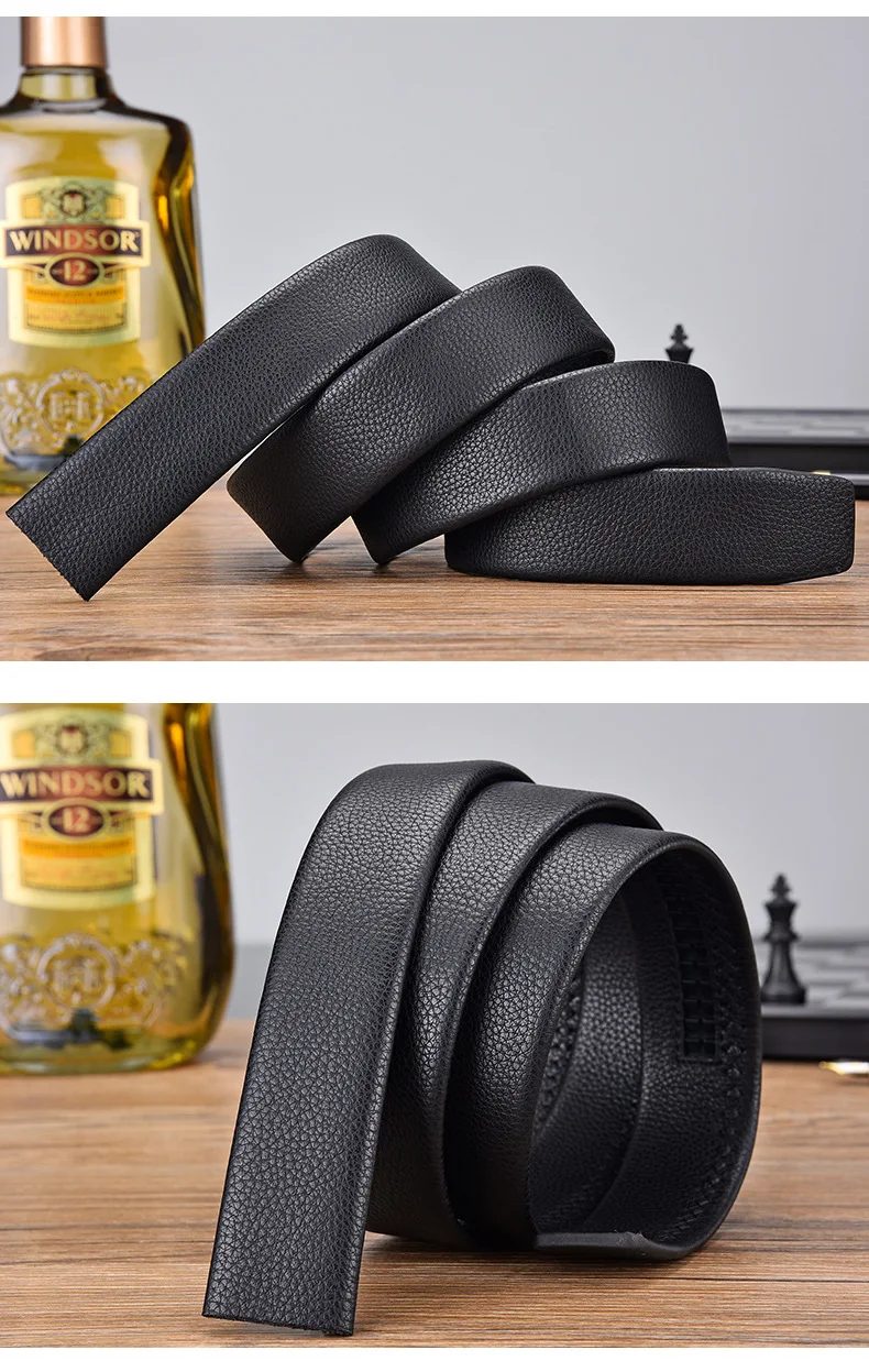 100 120 130 140 150 160 170 180cm Automatic Belt Without Buckle Men Width 3.5cm No Buckle Good Quality Leather Belt Body Strap