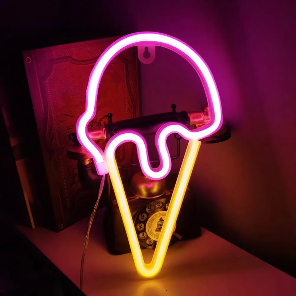 Led Neon Light Led Night Light Ice Cream Neon Sign Lamp Shape Usb/battery Operated Desktop Ornament Flicker Free Led Light for A