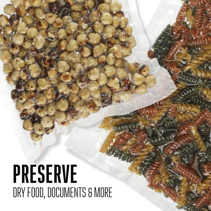 أكياس سد الفراغات، طبقتان بسمك 3 مم، NutriFresh، FoodSaver وغيرها من أنظمة الختم الحراري، إعداد الوجبات وفيديو الصوص، خالية من مادة BPA،