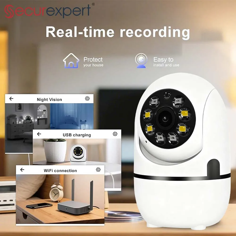 

Умная видеоняня Securexpert 2K 360° ° PTZ-камера с автоматическим отслеживанием, AI-детектором звука, цветным ночным видением для домашней безопасности O-KAM Pro