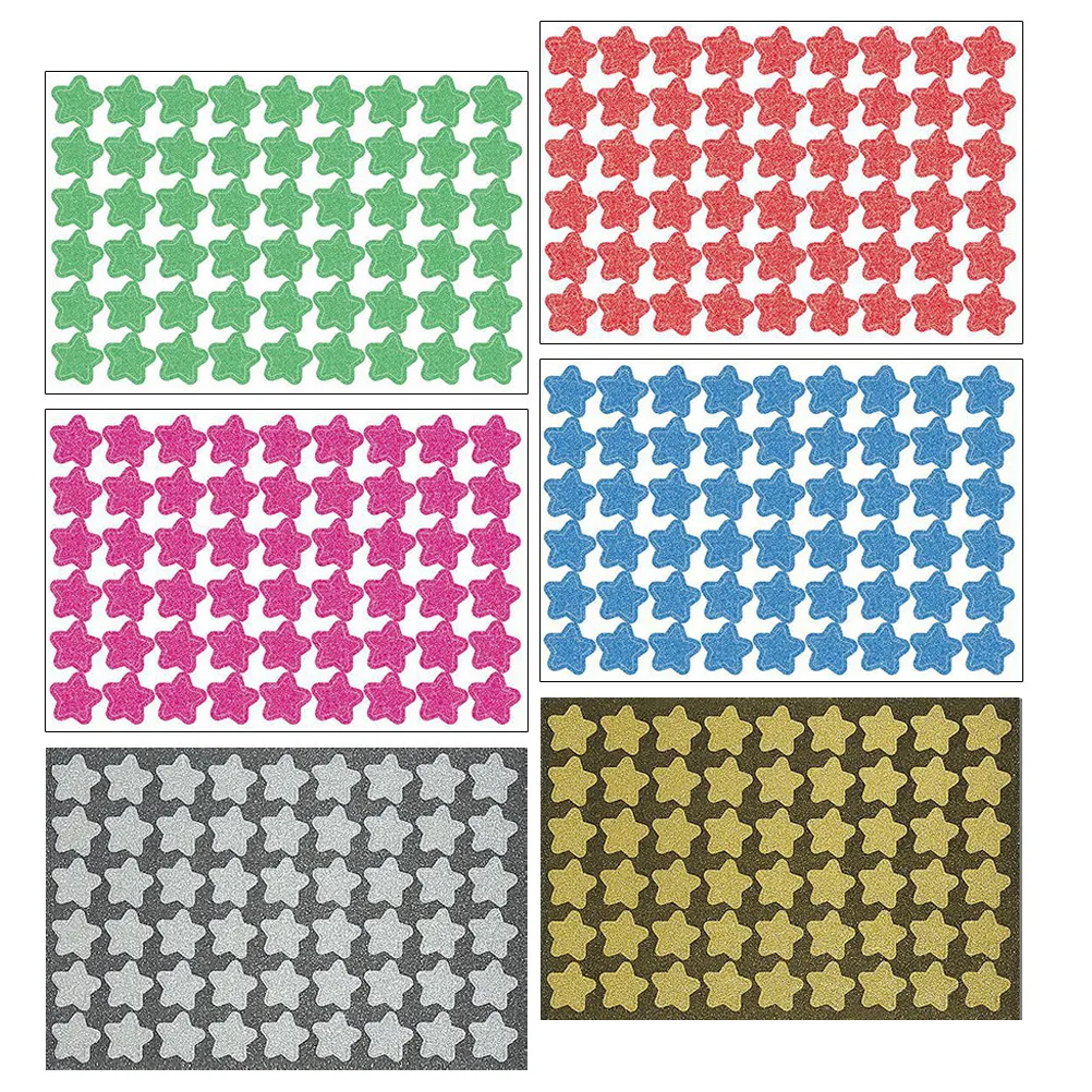 

6 Sheets Soft Yet Eye-Catching Glitter Star Stickers Tiny Reward Stickers for Childrens Behavior Charts Motivation Learning