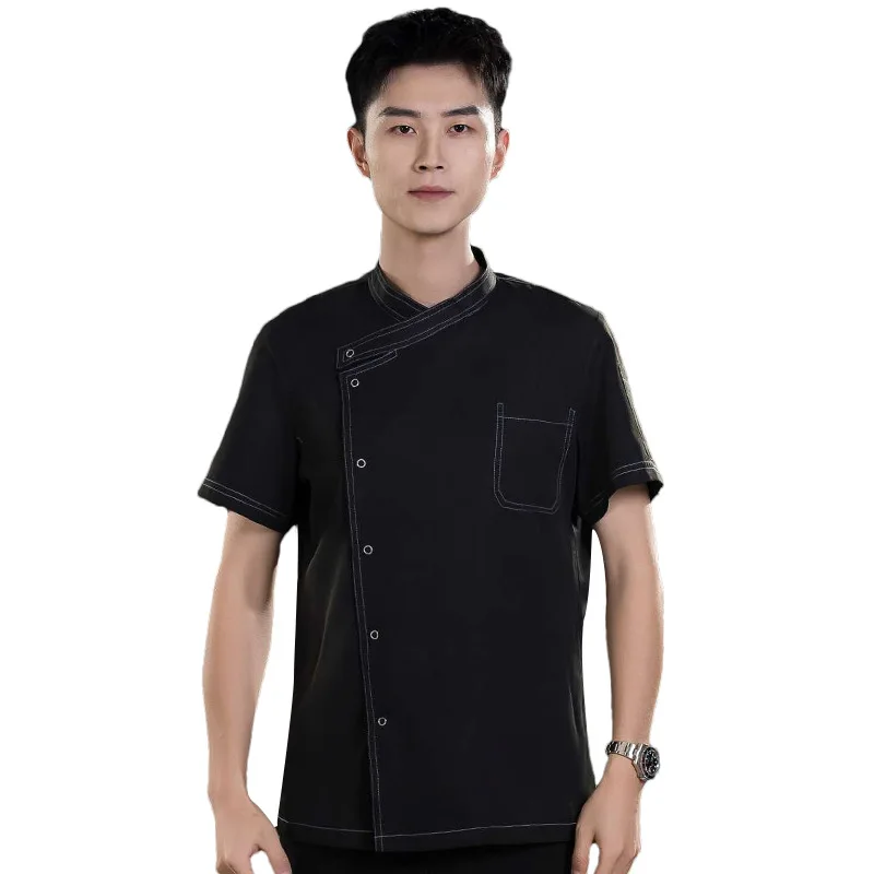 Ropa de trabajo para Chef, chaqueta de Chef fina y transpirable de manga corta para Hotel, restaurante, Catering, cantina, cocina, pastelería, verano