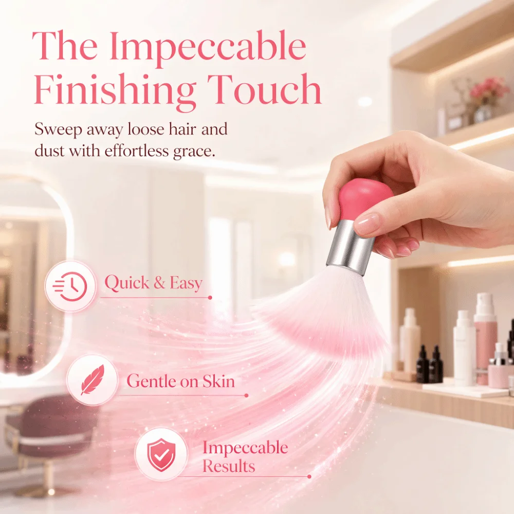 Soft Neck Duster Brush Pink Color Professional Barber Neck Brush Multi-functional Multi-functional Makeup Brush For Nail Art view 3