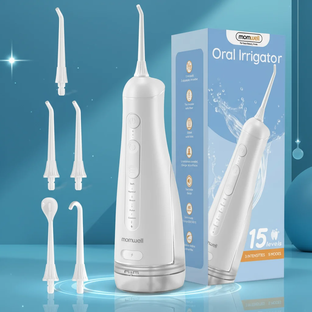 

Water Dental Flosser Teeth Pick: Portable Cordless Oral Irrigator with 5 Modes 15 Pressure, 300ML Rechargeable Travel Irrigation