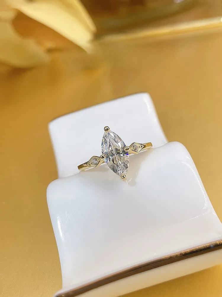 S925 خاتم عين حصان من الفضة الإسترليني ، مجوهرات عصرية ، ألماس عالي الكربون ، إنستغرام ، أوروبا وأمريكا ، 6 × 12 ، 50 سنت