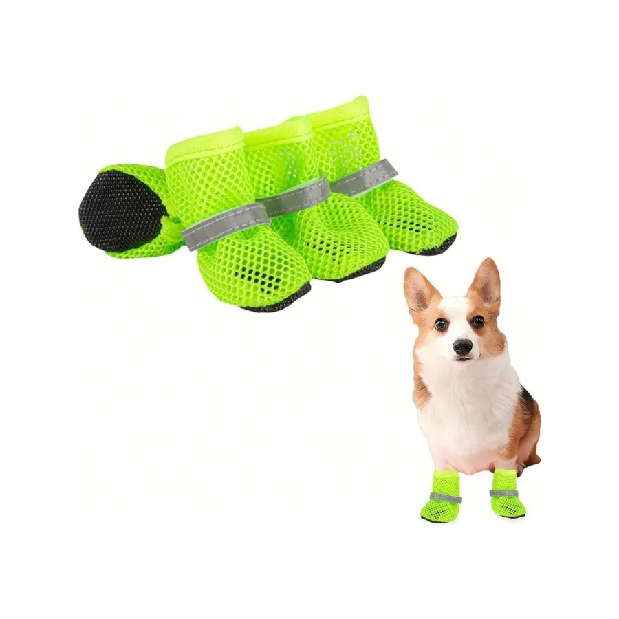 

【New Arrival】Breathable Mesh Dog Shoes, Non-Slip Paw Protectors with Reflective Straps for Small Dogs