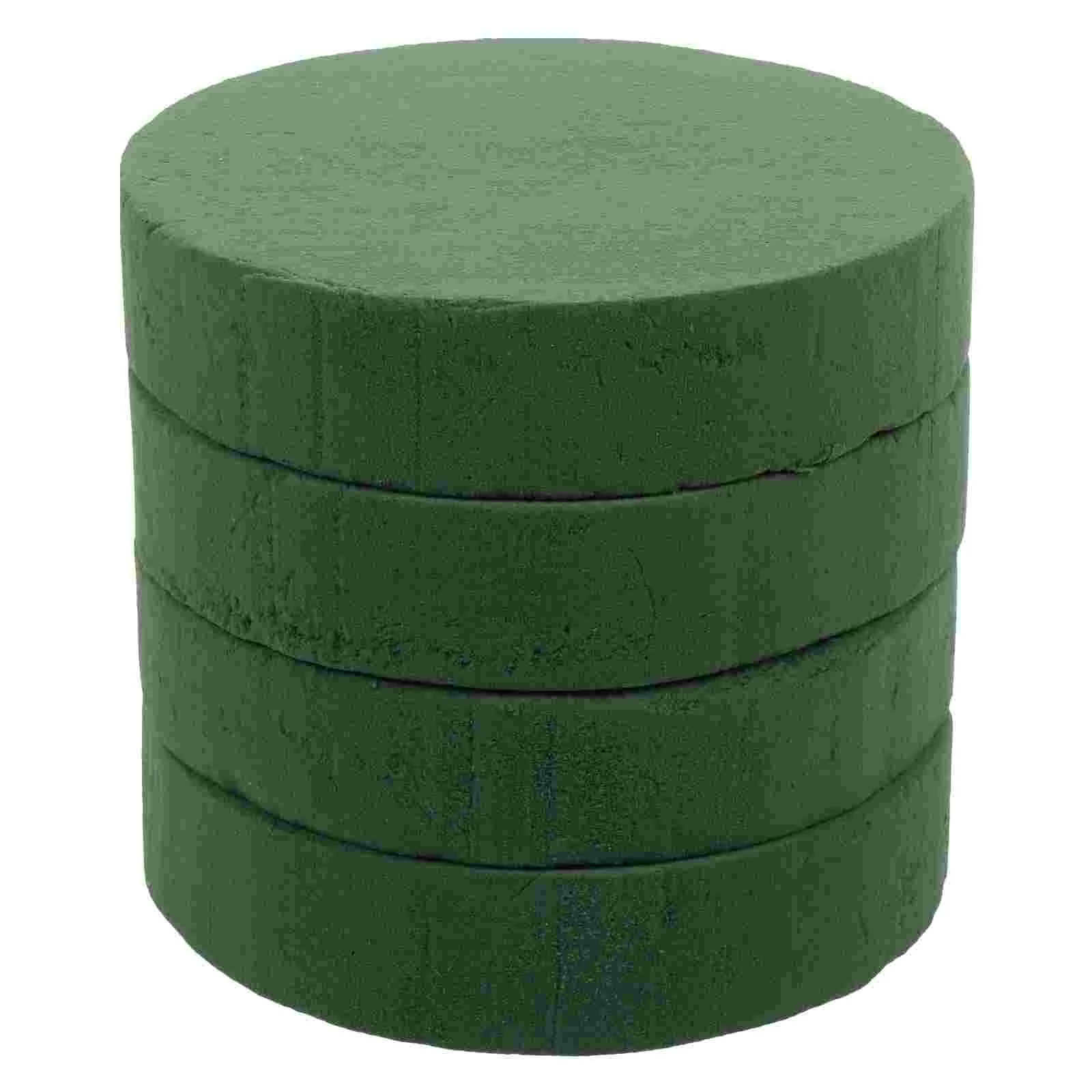 

4 Pcs Foam Round Flower Clay Blocks Bricks Mud Artificial Flowers Green Decoration