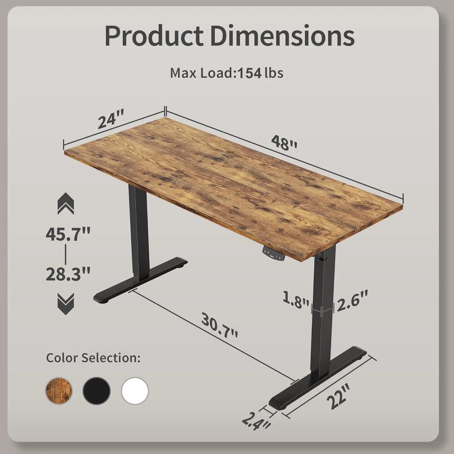 Electric Standing Desk, Height Adjustable Desk, Sit Stand up Desk for Work Office Home, Ergonomic Rising Computer Table