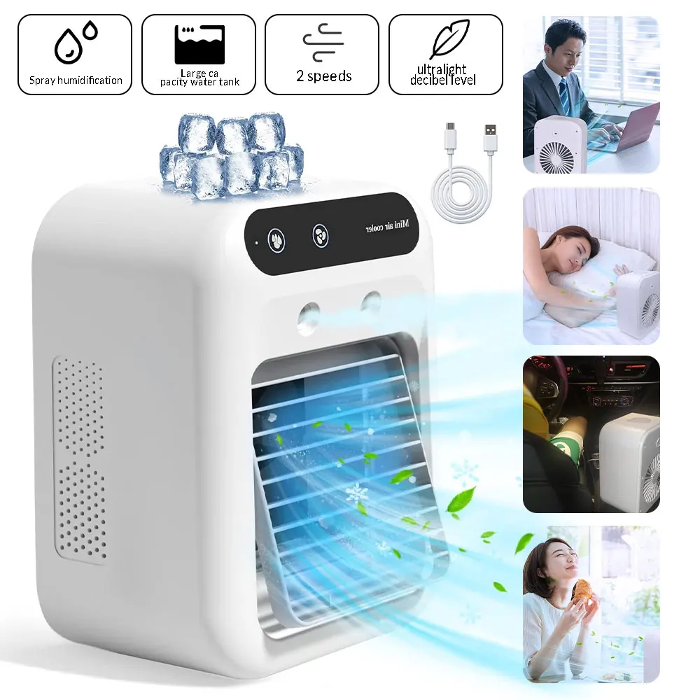 

Misting Mini Fan Portable Air Cooler Humidifier Quite Water Spray Fan Air-conditioning with 500mL Water Tank for Bedroom Camping