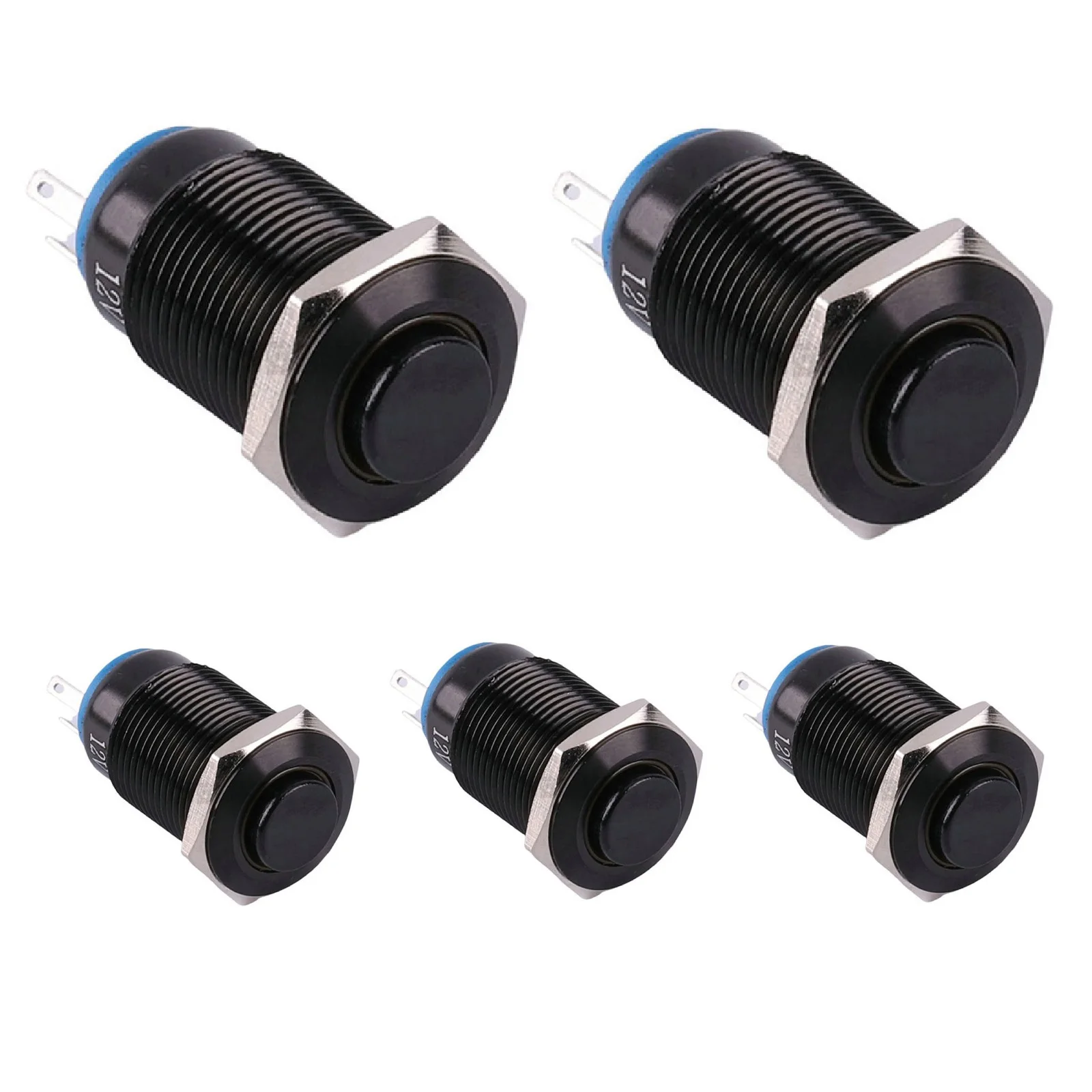 Waterproof Metal Push Button Switch 12mm 12V Momentary Type with Self Reset Function IP66 IK09 Rated for Electrical Devices