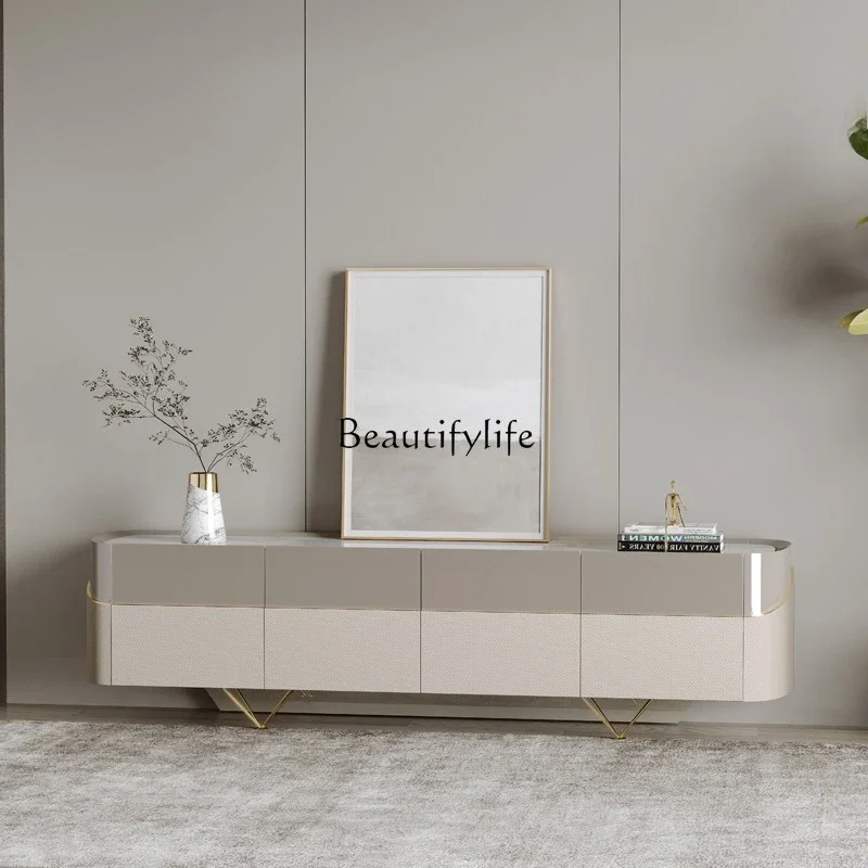 

4*Simple luxury TV cabinet Italian light luxury floor cabinet simple modern style