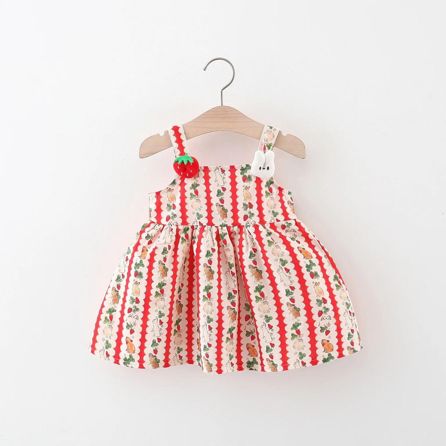 

Summer New Red Sling Baby Girl Dress, Sweet And Cute Children'S Clothing Suitable For New Year Parties (9 Months -3 Years)