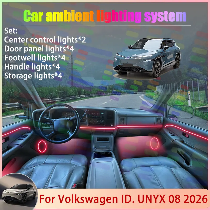 

For Volkswagen ID. UNYX 08 2026 MM01 V01 2/24 in 1 Car Atmosphere Light Lamp RGB Shade Ensemble Streamer Atmosphere Set Parts