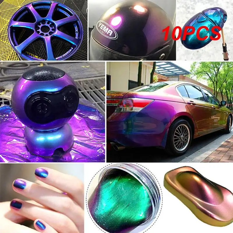 

10PCS Mica Automotive Pigments Acid Resistant Car Color Changing Pigments Non Toxic Non Conductive Car Chameleon Pigments Paint