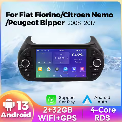 Android Auto Car Radio for Fiat Fiorino Qubo 2008-2017 for Citroen Nemo 2008-2017 for Peugeot Bipper 2008-2017 Stereo FM RDS GPS