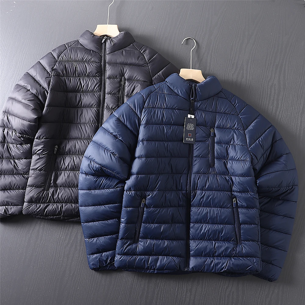 

Водонепроницаемая легкая хлопковая куртка для мужчин с воротником-стойкой, осенне-зимняя, модная, повседневная, теплая, с длинными рукавами