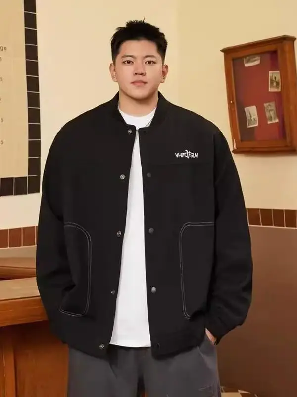 

Trendy plus Size Men's Baseball Collar Jaet Loose Texture Casual Extra Large Outerwear Polyester Antimicrobial Spring Autum...