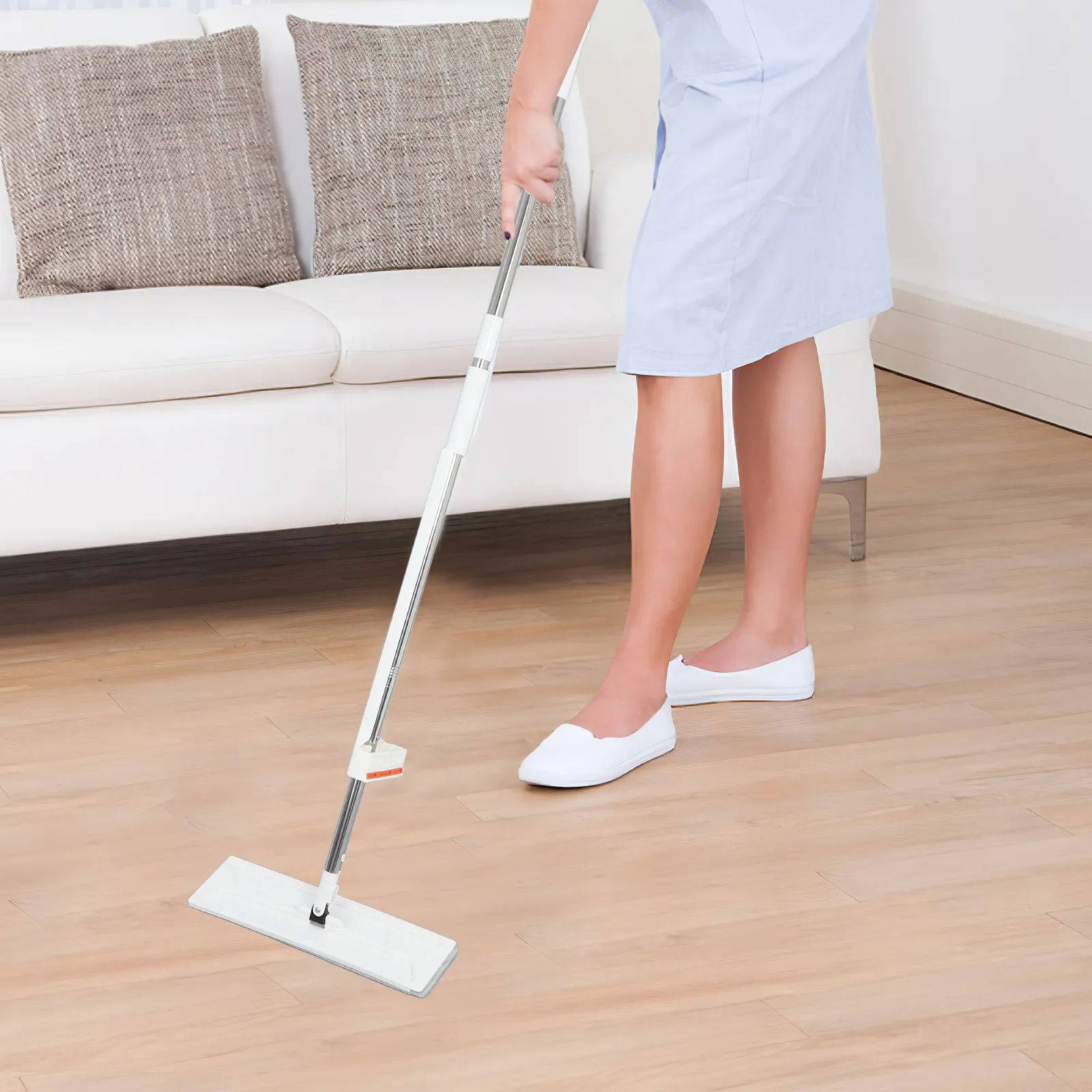 Reusable 36Cm Quick Flat Mop Self-Wringing Household Wet Dry Mop 360 Rotating Stainless Steel Handle Floor Cleaner