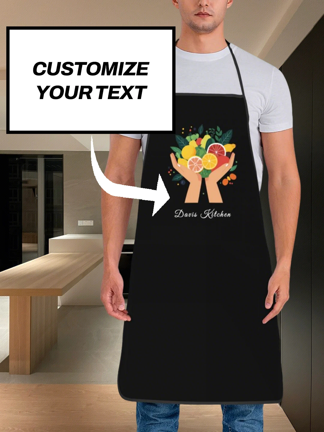 مخصص طباعة النص الرجال المطبخ المئزر التوقيع مآزر المطبخ المنزل الخبز الملابس عيد ميلاد سعيد #3
