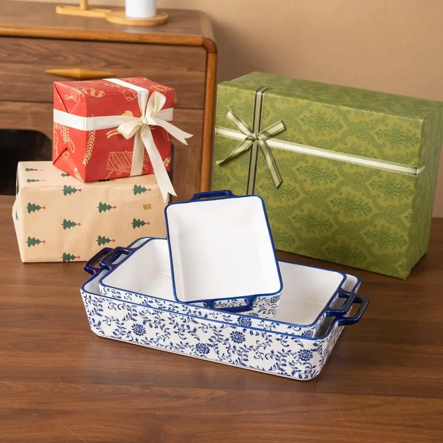 

Набор керамической посуды для запекания: прямоугольные формы для лазаньи с ручками для духовки и микроволновой печи