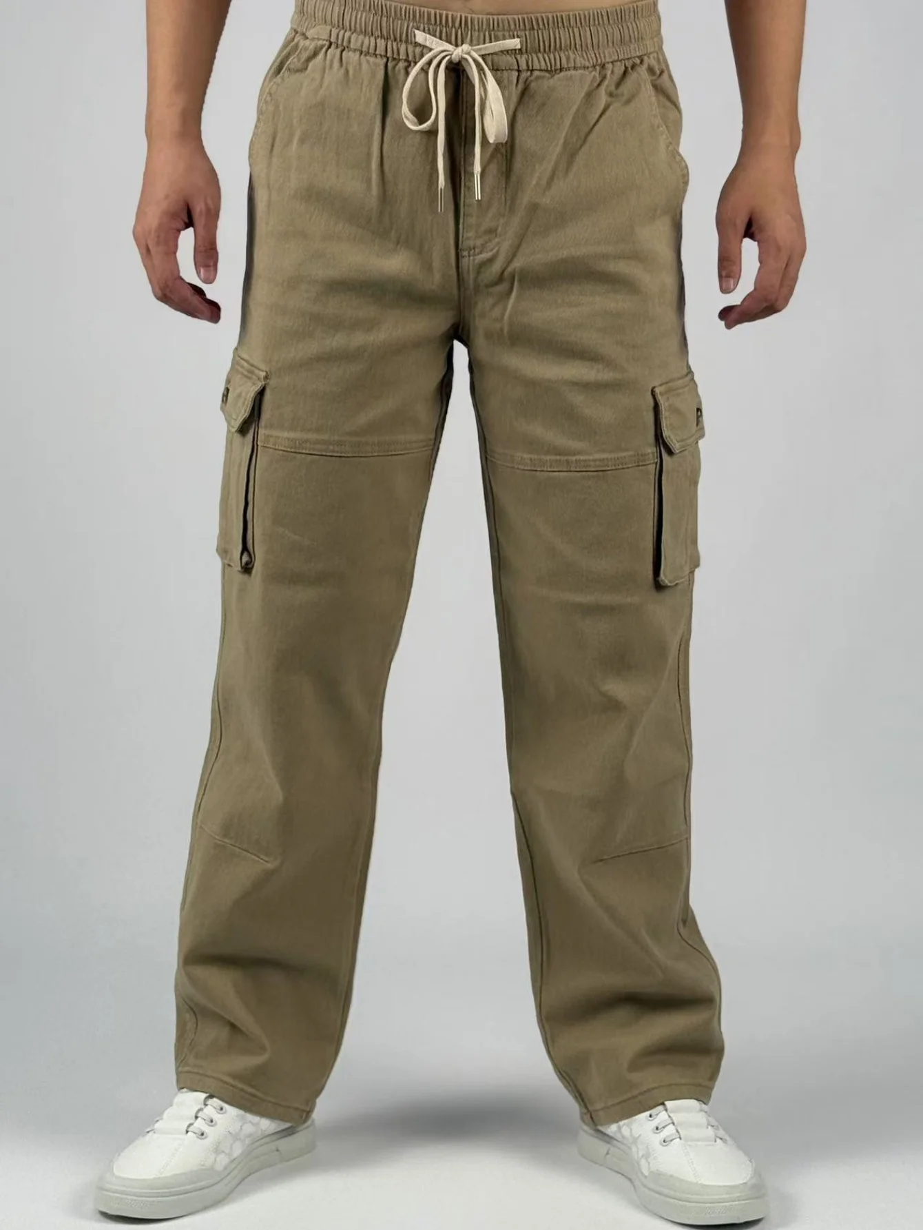 KING JEANS Merk Y2K KHAKI Multi-generatie elastische taille Losse rechte pijpen Modieuze en veelzijdige stijl