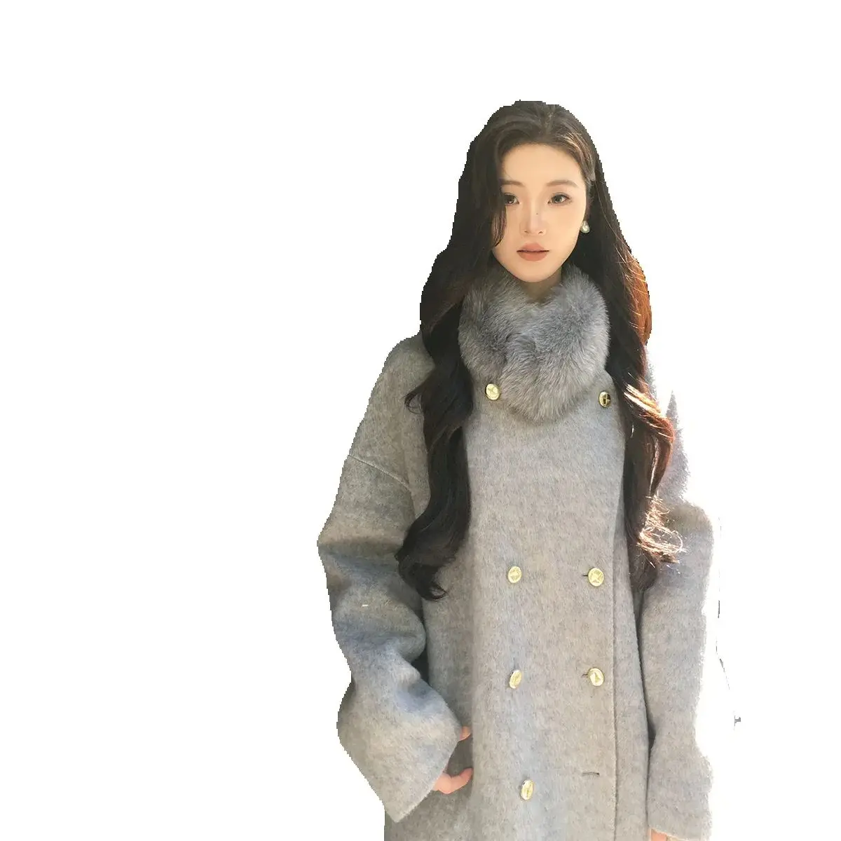 معطف صوفي وصوف فريد وجميل للغاية للنساء في الشتاء العميق، طراز جديد من معطف الورثة الغنية في عام 2025
