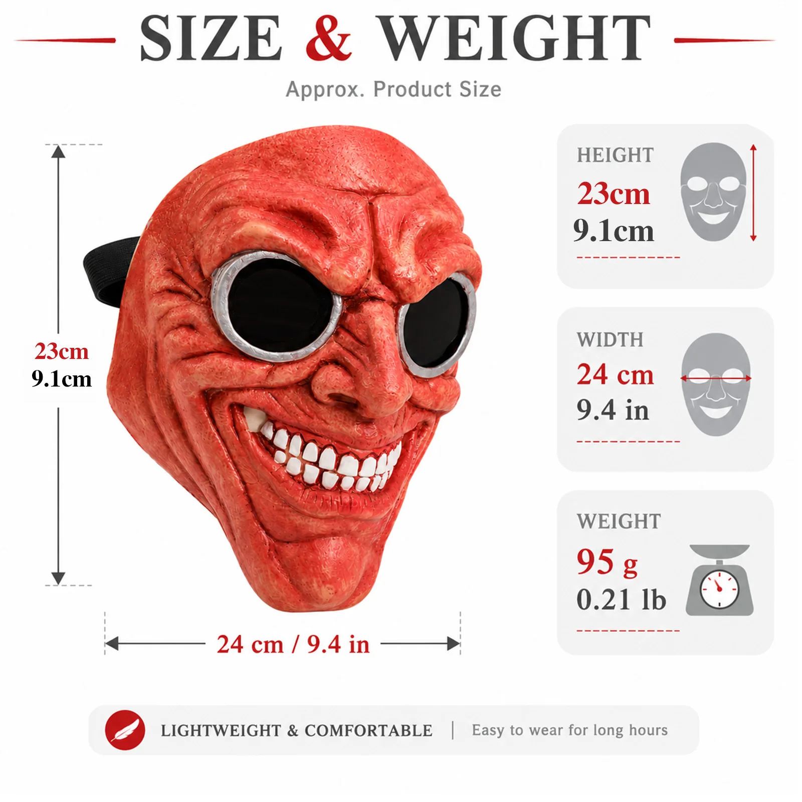 Gruselige Rote Teufelsmaske, Halloween-Kostüm Party-Requisiten Böse Maske Gruselige Maskerade-Kopfbedeckung Horror-Kopfbedeckung – Detail 1
