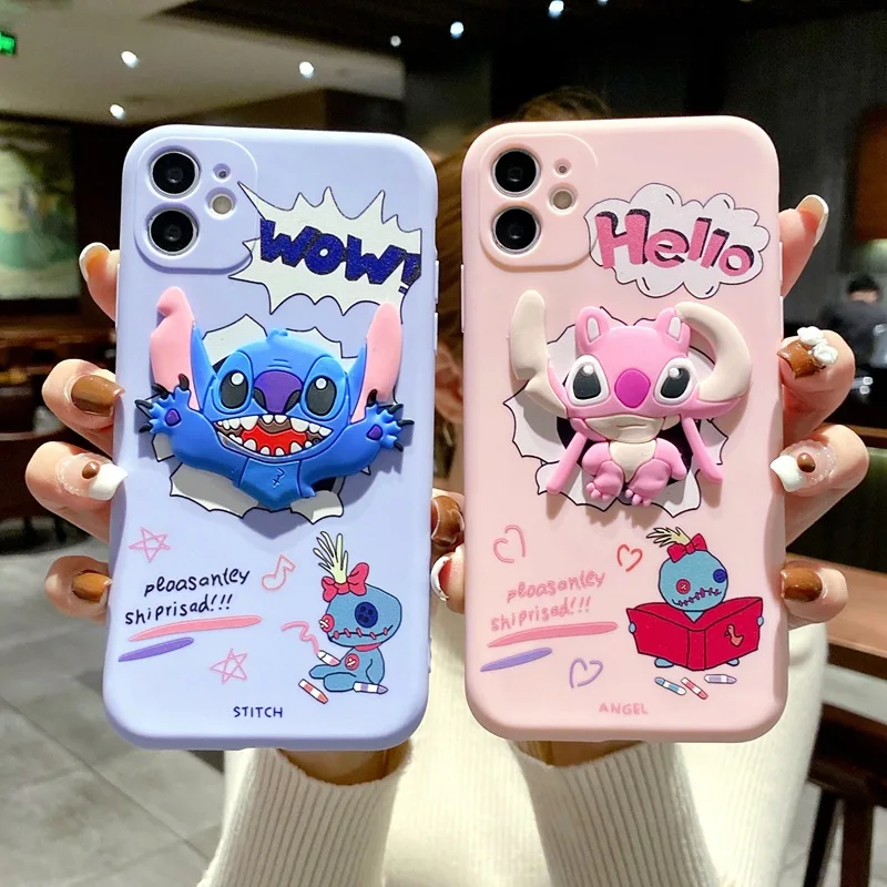 Disney Stitch 3D Silicone CaseFor iPhone 12 13 Mini 11 Pro XS Max X XR 5 6 6s 7 8 Plus SE Cartoon Funda Back Cover