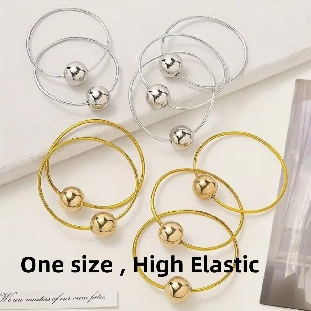 10 قطعة مجموعة عصابات الرأس الكورية الذهبي فضي الكرة شكل عالية مطاطا هيرباند تسريحات الشعر عادية ذيل حصان خواتم الشعر للنساء الفتيات #6