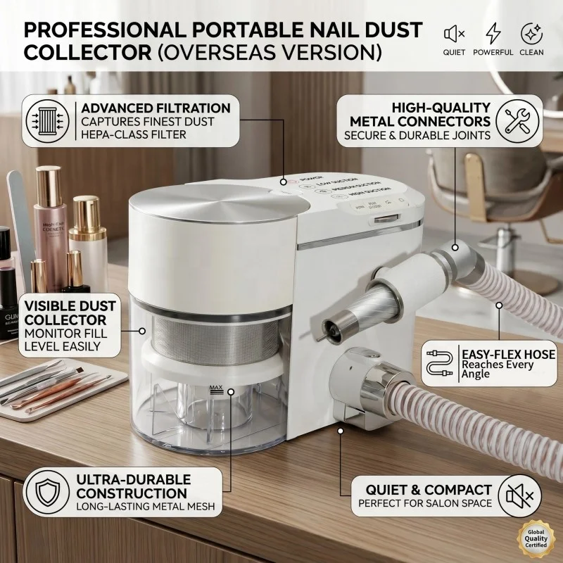 2032 OEM 200W 2-in-1 Manicure Vacuum Cleaner 35000RPM Nail Drill + Table Nail Dust Collector Machine Professional for Nail Salon - view 4