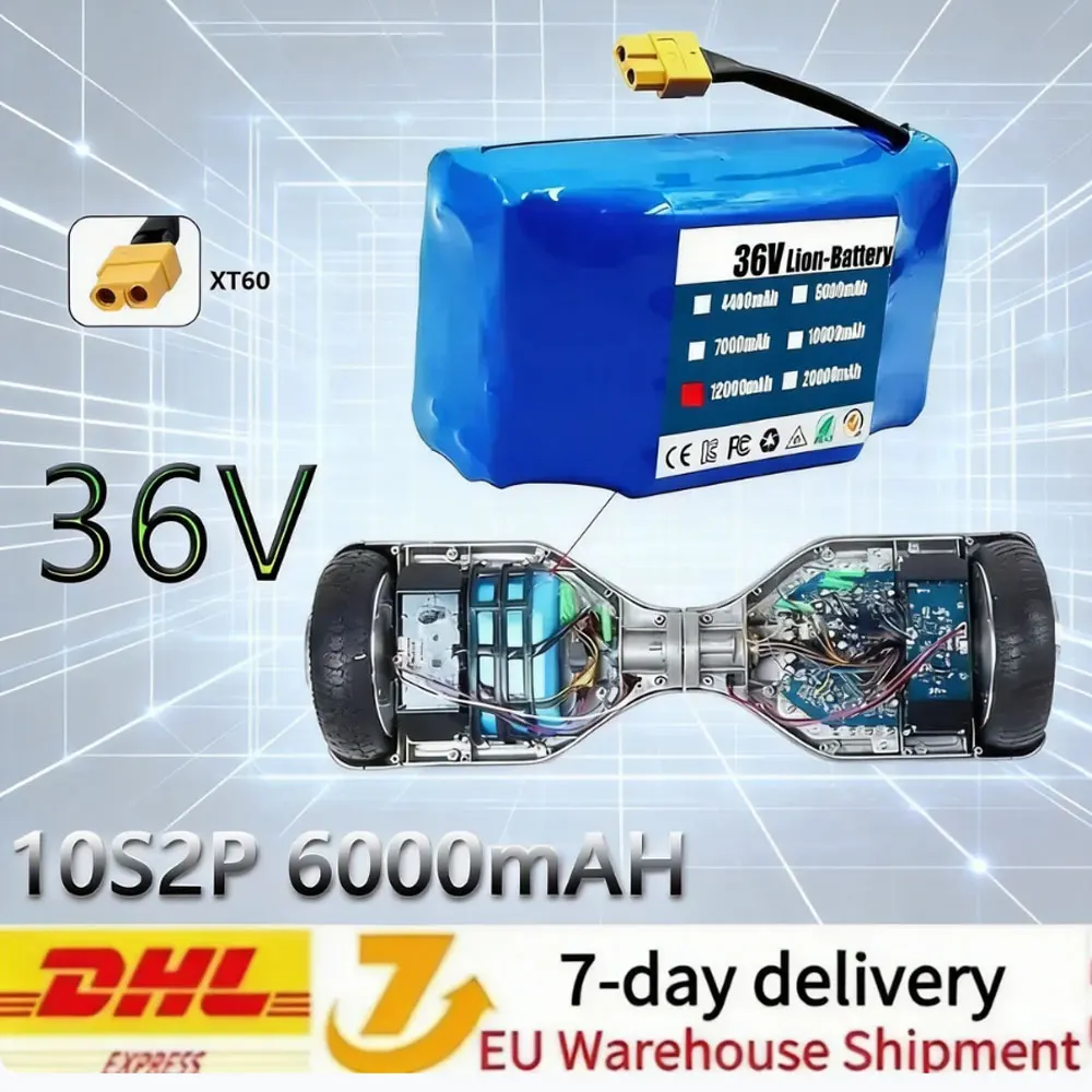 Batterie lithium-ion rechargeable 36V 12000mAh 10S2P de haute qualité pour scooter électrique auto-équilibré, hoverboard et monocycle